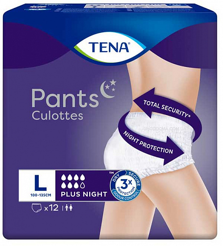 Впитывающие трусы TENA Pants Plus Night Large в талии 100-135 см (12 шт.)