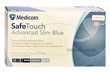 Перчатки нитриловые Medicom Advanced Slim Blue без пудры нестерильные M (50 пар)
