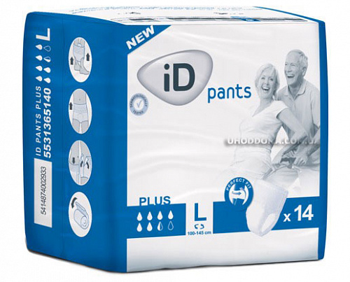 Впитывающие трусы ID Pants Plus Large в талии 100-145 см (14 шт.)