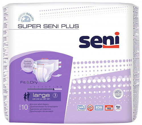 Підгузники Super Seni Plus Air 3 Large в талії 100-150 см (10 од.)