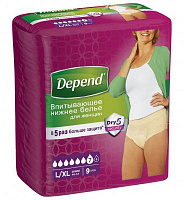 Впитывающее белье Depend для женщин L/XL 46-54 (9 шт.)