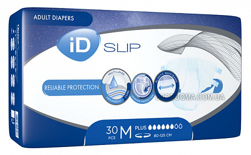 Подгузники iD Slip Plus Medium в талии 80-125 см (30 шт.)