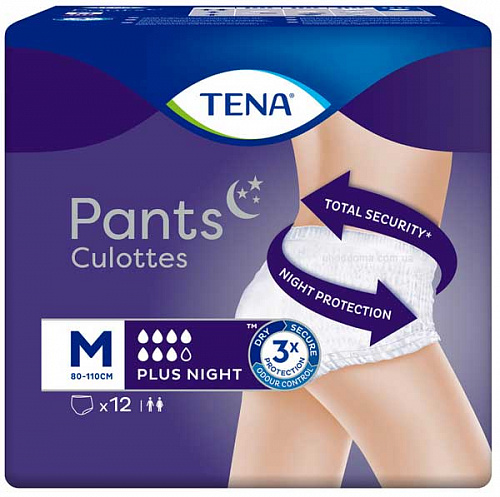 Впитывающие трусы TENA Pants Plus Night Medium в талии 80-110 см (12 шт.)