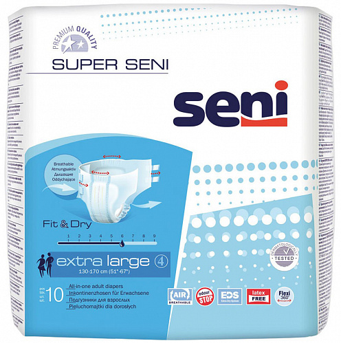 Подгузники Super Seni Air 4 Extra Large в талии 130-170 см (10 шт.)