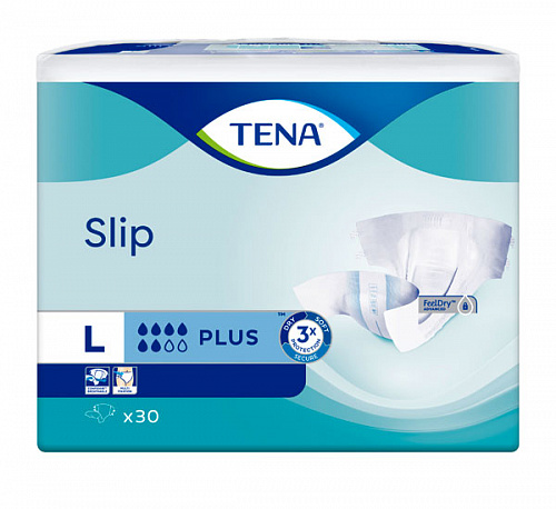 Подгузники TENA Slip Plus 3 Large в талии 90-145 см (30 шт.)