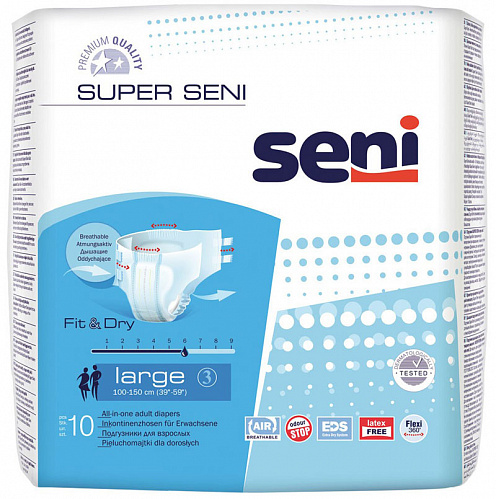 Подгузники Super Seni Air 3 Large в талии 100-150 см (10 шт.)