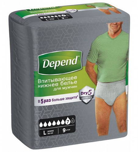 Впитывающее белье Depend для мужчин L 46-50 (9 шт.)